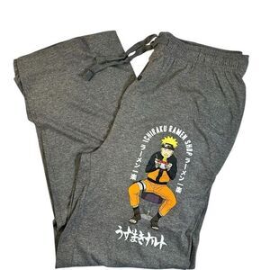 NWT Naruto Unisex Gray Graphic Lounge Jogger Pants Shippuden Ichiraku Ramen - XL